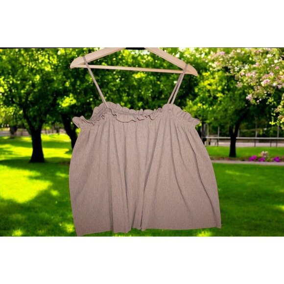 Zara Tan Ruffled Smocked Cami Top - Size M - Made in Portugal - Picture 6 of 12